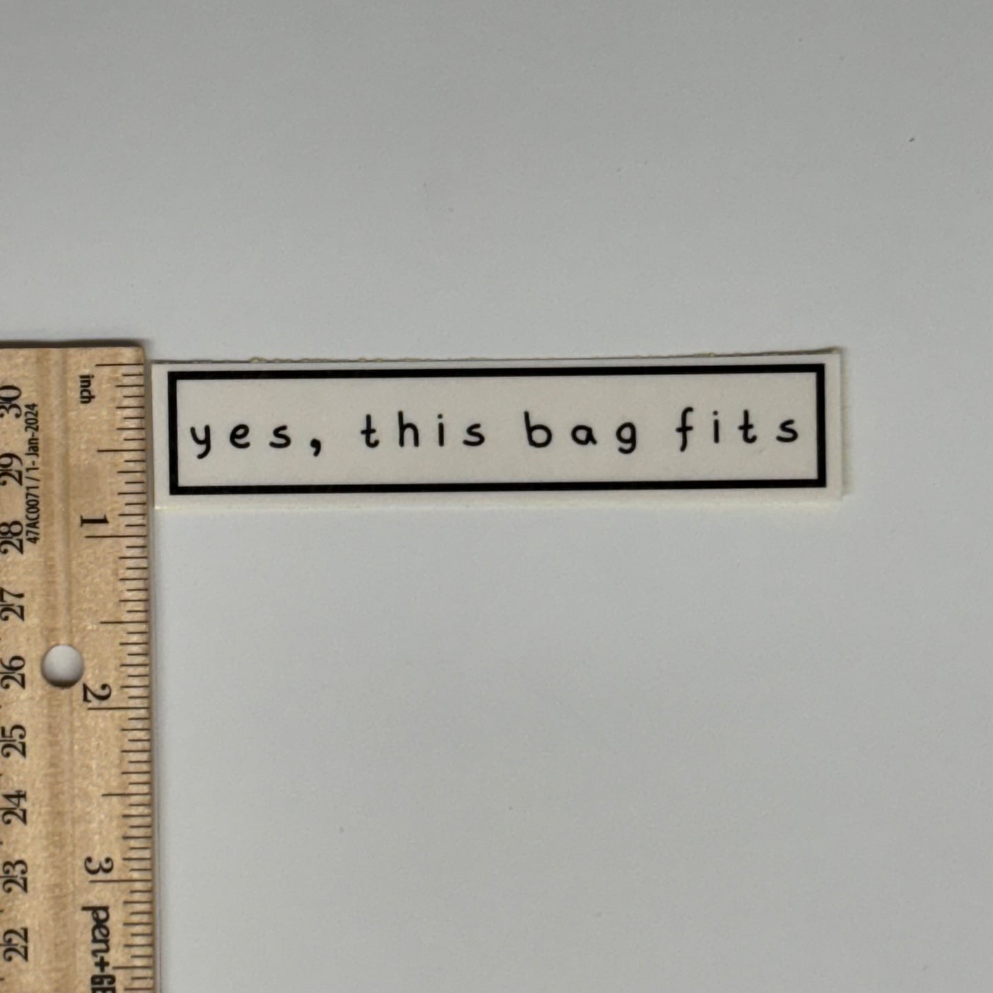 yes this bag fits sticker