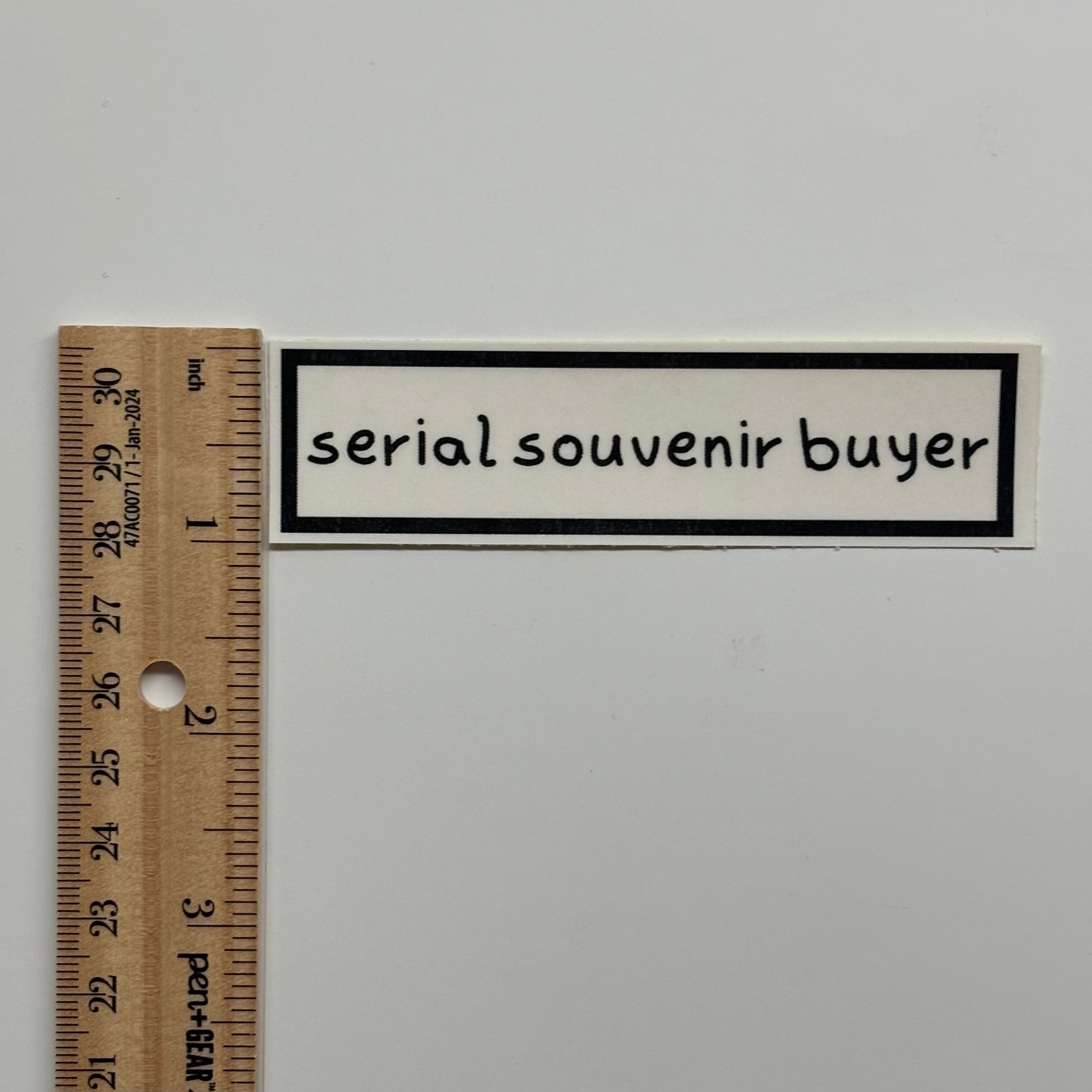 serial souvenir buyer sticker